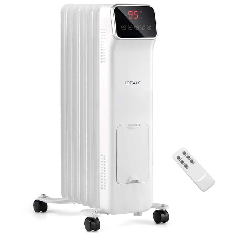 Portable Oil Filled Radiator Heater Electric Space Heater - White