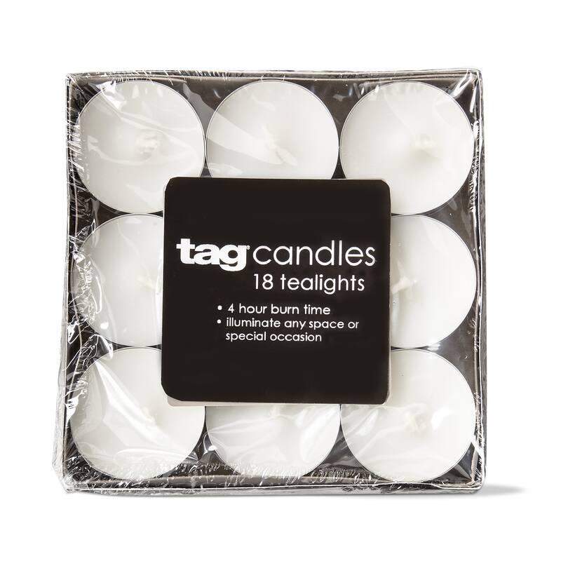 Color Studio Paraffin Wax White Unscented Tealight Candles Set Of 18, Burn Time 4 Hrs