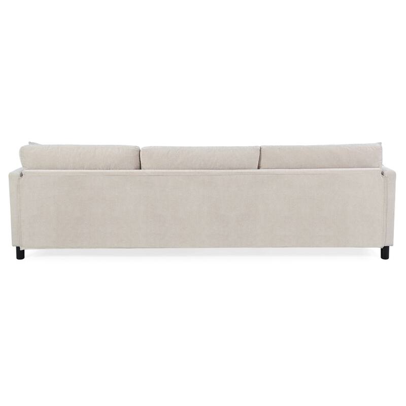Beige 107.87" 4-Seater Sectional Sofa with Removable Cushions, Movable Ottoman, and Storage Armrest Bag