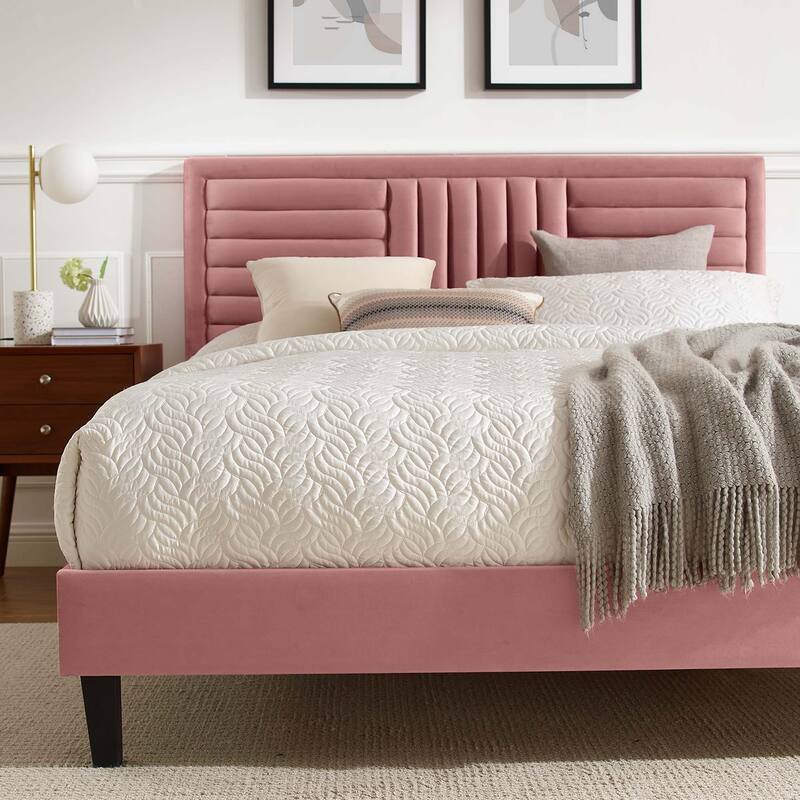 Sofia Channel Tufted Performance Velvet Queen Platform Bed