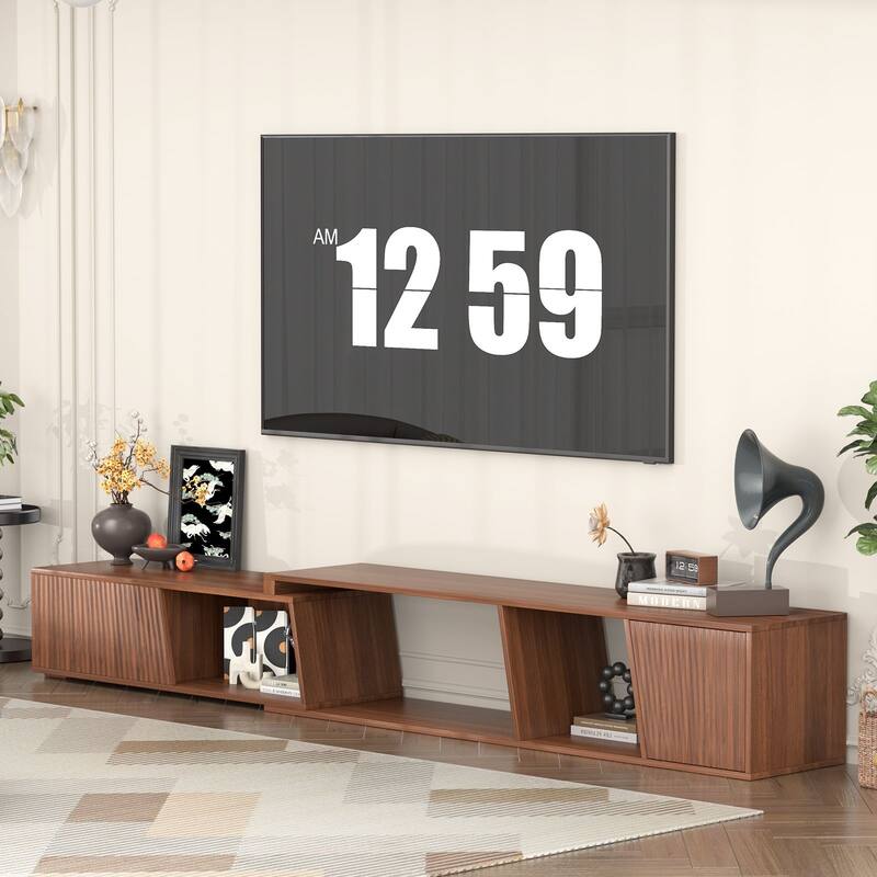 Gymojoy Extendable Adjustable Length 70.9"-106.2" TV Stand for 85-110 Inch Entertainment Center,Retractable Media Console Table.