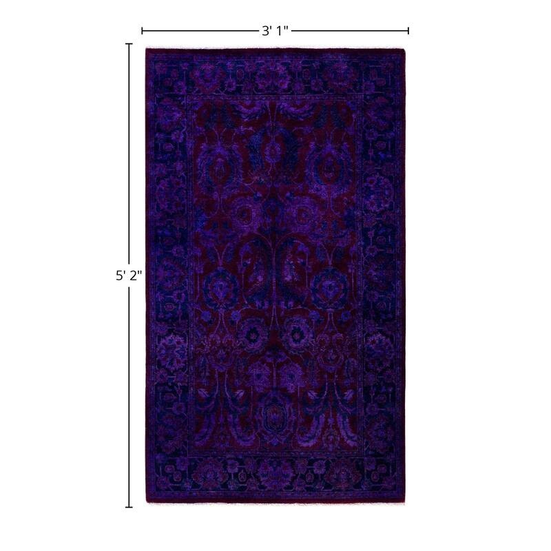 Overdyed One-of-a-Kind Hand-Knotted Area Rug - Purple - 3' 1" x 5' 2"