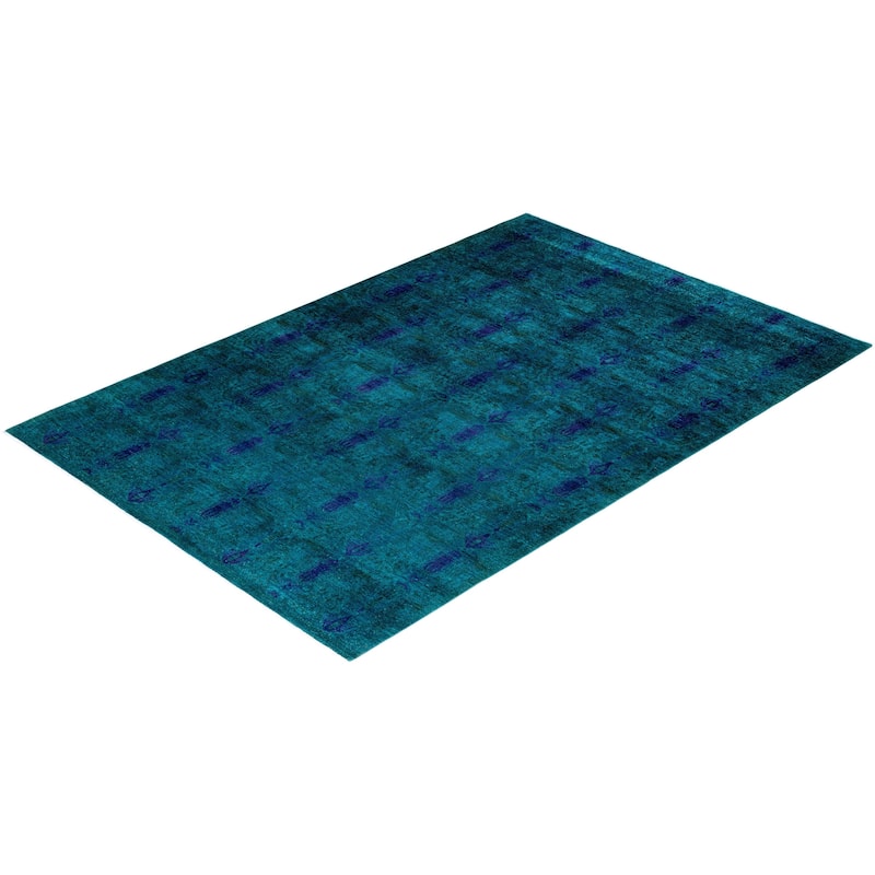 Contemporary Overdyed Wool Hand Knotted Area Rug - 6' 2" x 9' 1"