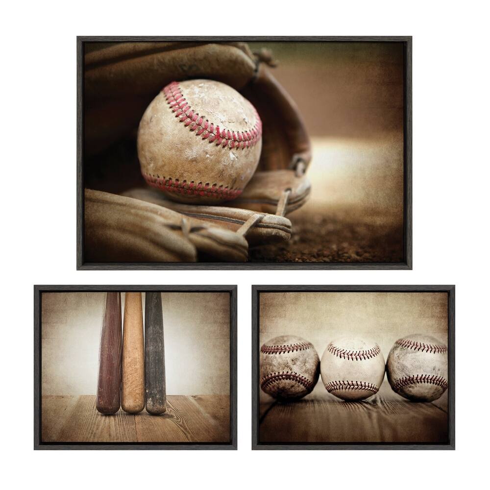 Kate and Laurel Sylvie Baseball Canvas Art Set by Saint and Sailor Studios