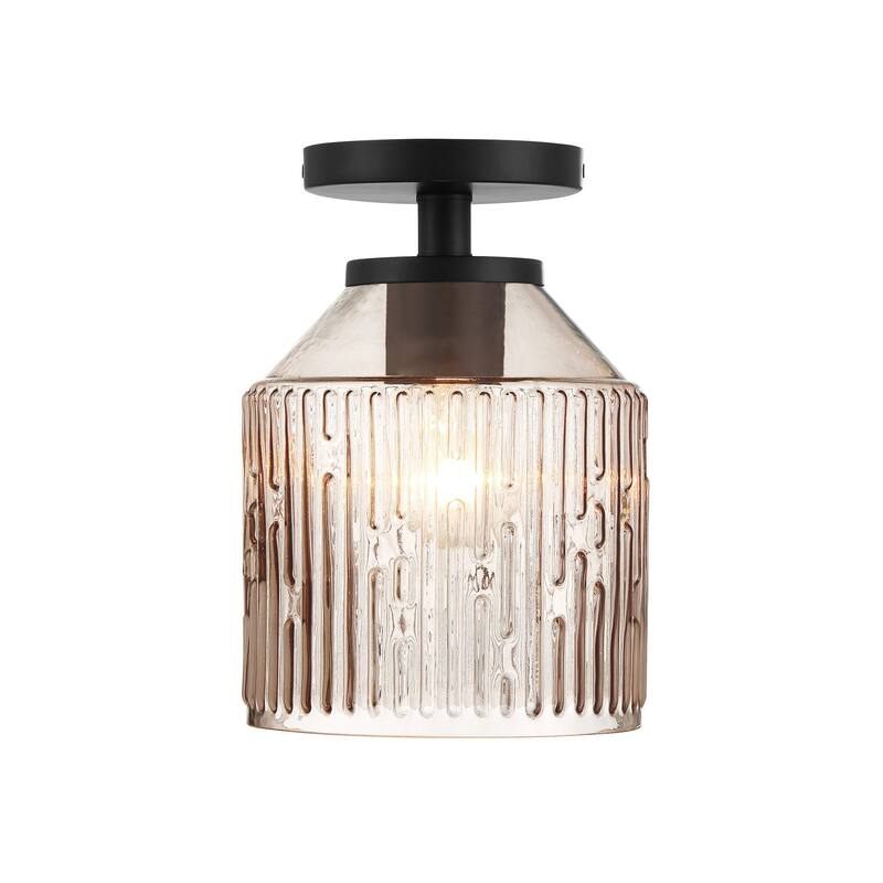Ele 7.25 in. 1-Light Matte Black Modern Semi Flush Mount Light