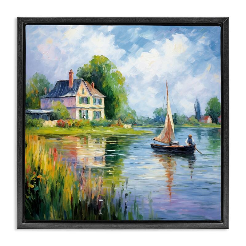 Stupell Boat Drifting Near Shore Framed Floater Canvas Wall Art Design By Heidi Kuntz - 18 x 18 - Black