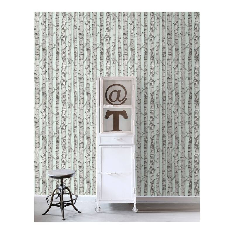 ESTA Home Merman Mint Birch Tree Wallpaper - 20.5 x 396 x 0.025