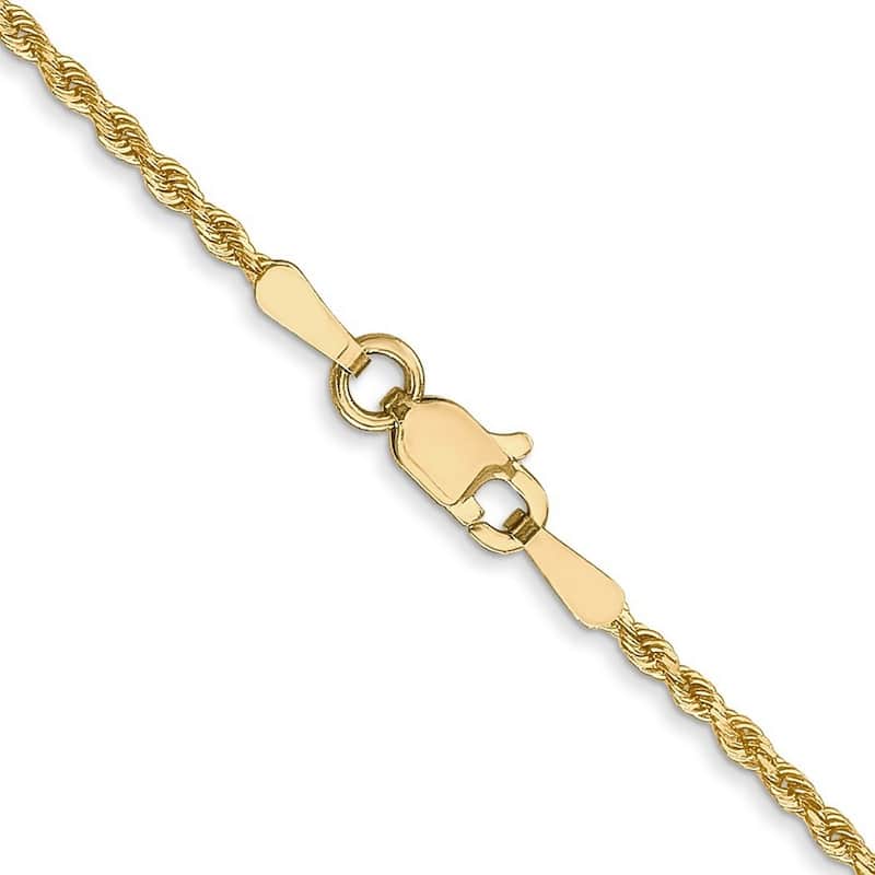 Curata 10k or 14k Yellow Gold 1.5mm Diamond Cut Rope Chain Bracelet - 7" or 8"