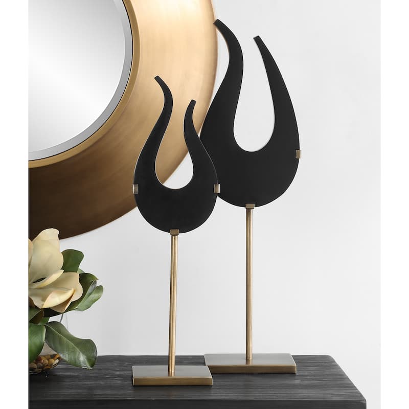 Uttermost Black Flame Sculptures, Set of 2 - 7.25"W x 24.25"H x 4.5"D