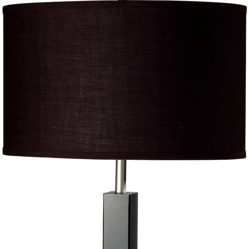 HomeRoots 30" Black Polyresin Table Lamp With Brown Classic Drum Shade - 17