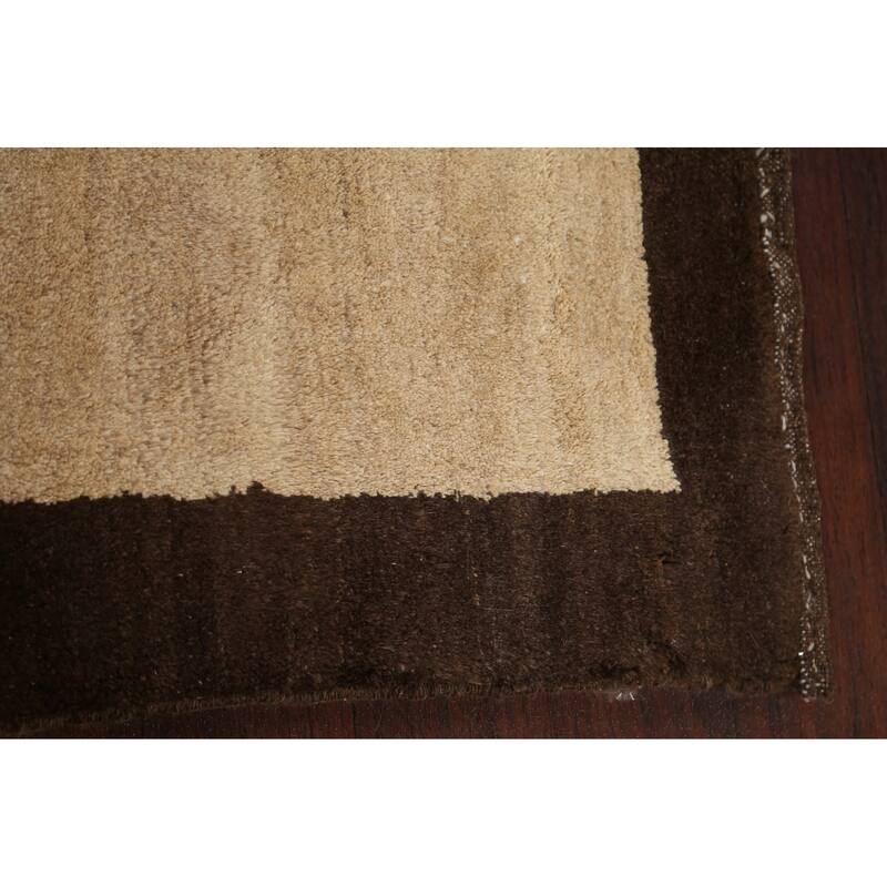 Hand Knotted Oriental 100% Wool Carpet Modern Contemporary Beige & Ivories Gabbeh Area Rug - 4' 9'' X 3' 4''