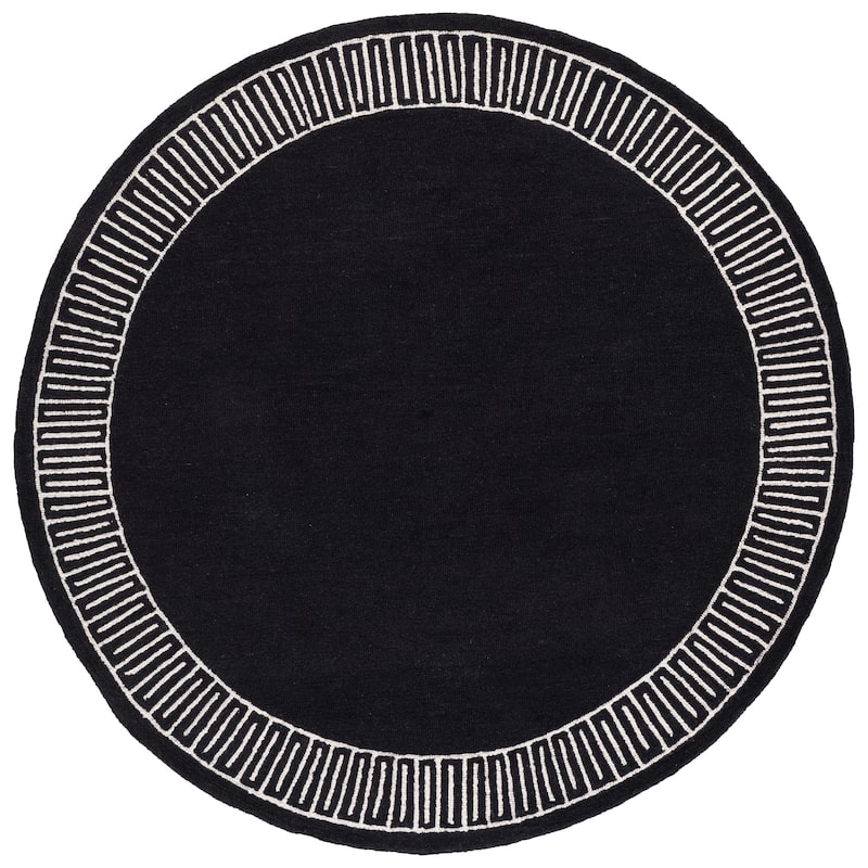 SAFAVIEH Handmade Metro Aneta Wool Rug - 6' Round - Charcoal/Ivory
