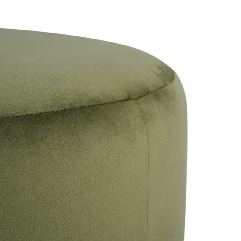 Round Fabric Ottoman - Soft Upholstered Footrest Stool for Living Room or Bedroom