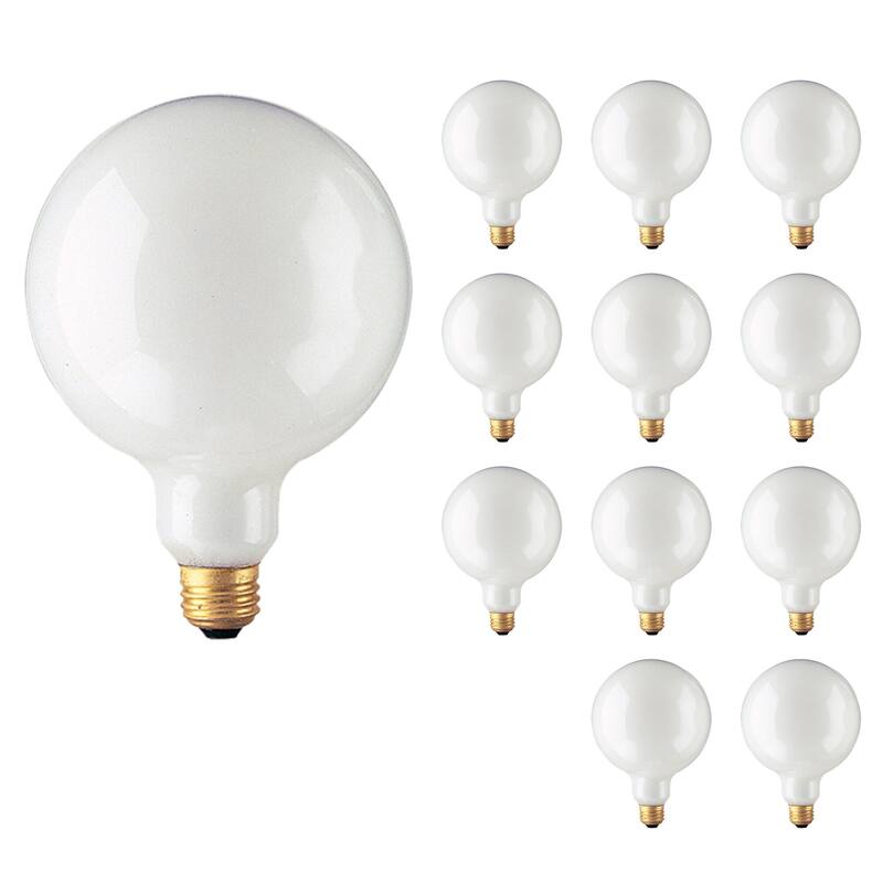 Bulbrite Multi Pack of Dimmable White Globe Incandescent Bulb - Pack of (12) 100 Watt - G40 Medium (E26)