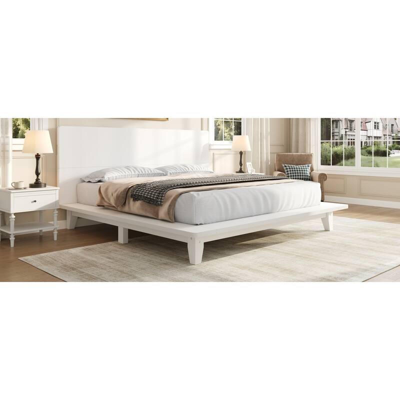 Roomfitters Full/Queen/King Size Wood Platform Bed with Headboard and Slat Support