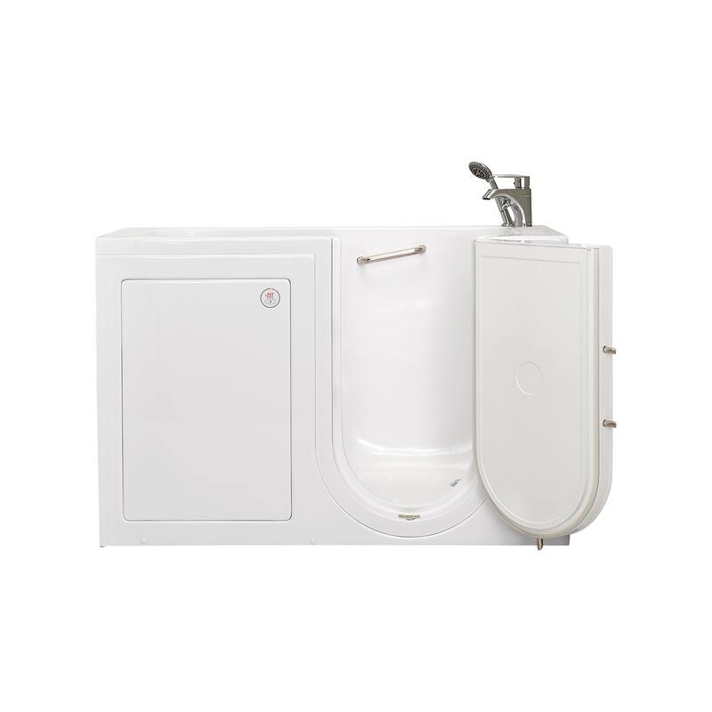 Ella Lounger 27"x60" Acrylic Hydro Massage Walk-In Bathtub with Outward Swing Door, 2 Piece Fast Fill Faucet, 2" Dual Drain