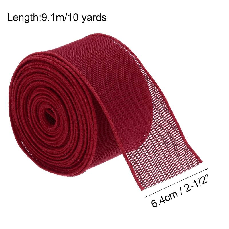 Burlap Ribbon Fabric Wired Edge Dark Orange for Wrapping - Dark Red - 2-2/1 inch x 10 Yards