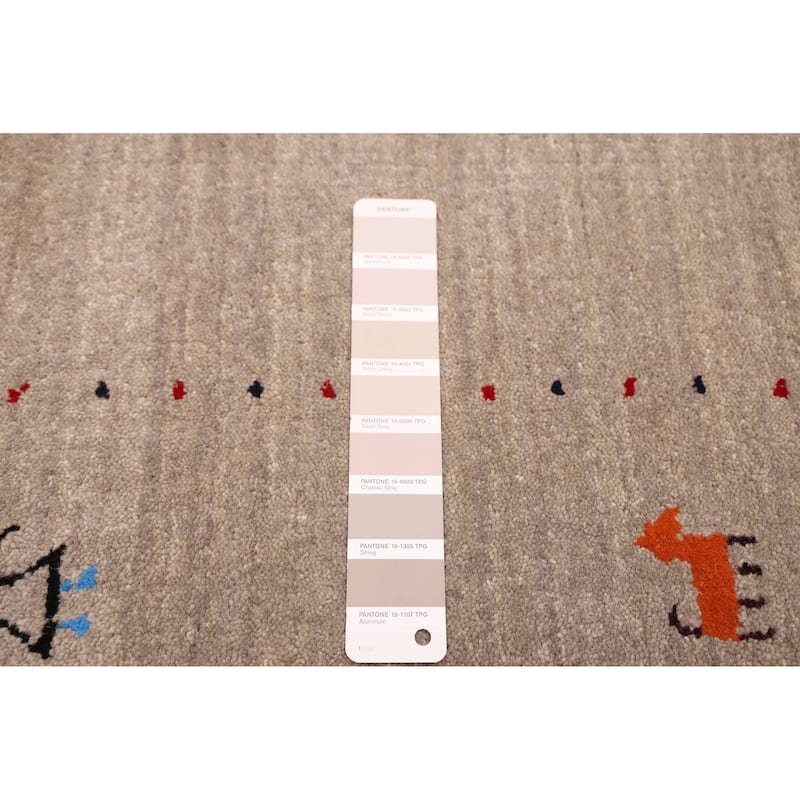 ECARPETGALLERY Hand Loomed Kashkuli Gabbeh Light Grey Wool Rug - 5'0 x 8'0