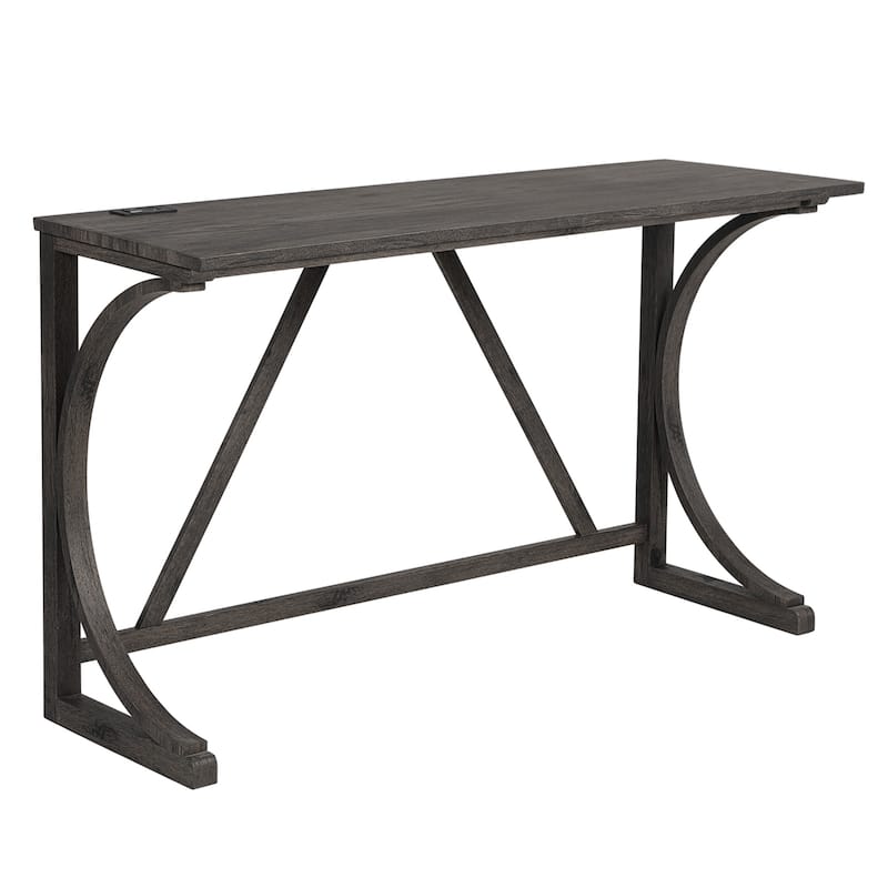 GDFStudio - Alderon 4-Piece Industrial Bar Height Table Set with Built-In Power Outlet & 3 Upholstered Stools