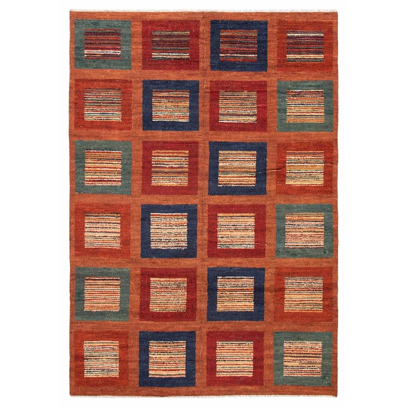 ECARPETGALLERY Hand-knotted Pak Finest Gabbeh Burnt Orange Wool Rug - 8'9 x 12'6 - Burnt Orange - 8'9 x 12'6