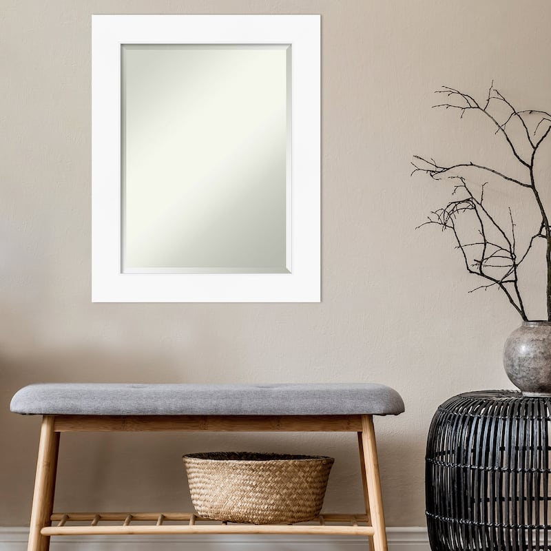 Beveled Bathroom Wall Mirror - Cabinet White Frame