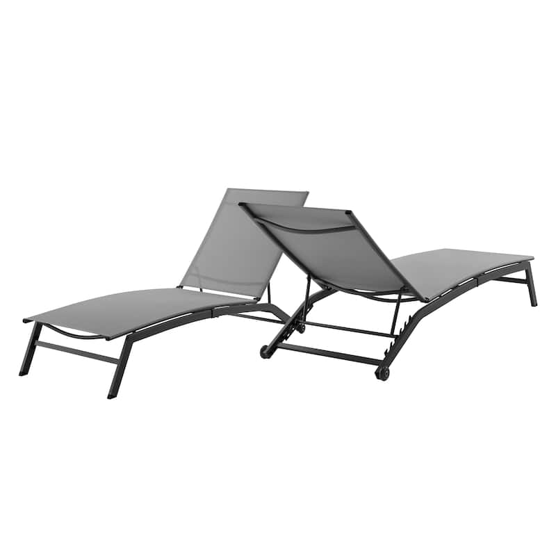 Corvus Antonio Outdoor Contemporary Sling-Fabric Adjustable Chaise Lounge