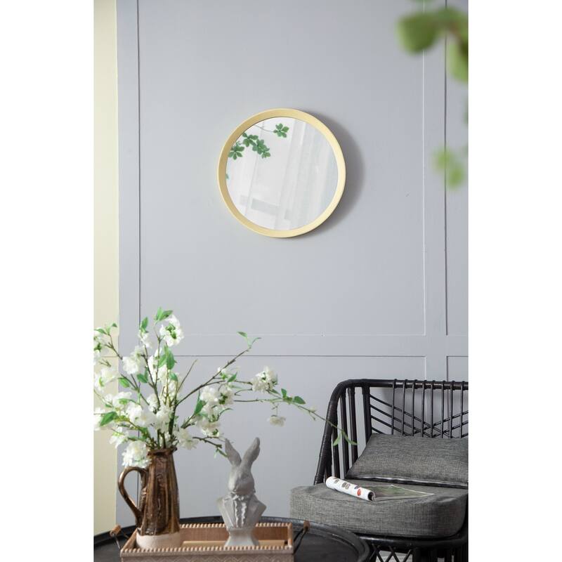 1.5" Transitional Decor Style Mango Wood Wall Mirror Wall Decor - Cream