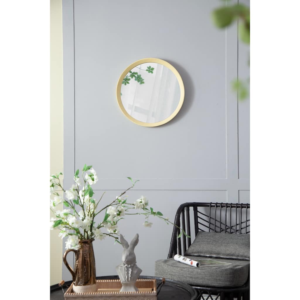 1.5" Transitional Decor Style Mango Wood Wall Mirror Wall Decor
