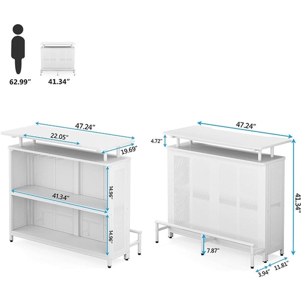 Twenty Racks A Table 3 Tier Liquor Bar Table with Stemware Racks and Wine Storage Shelves ...