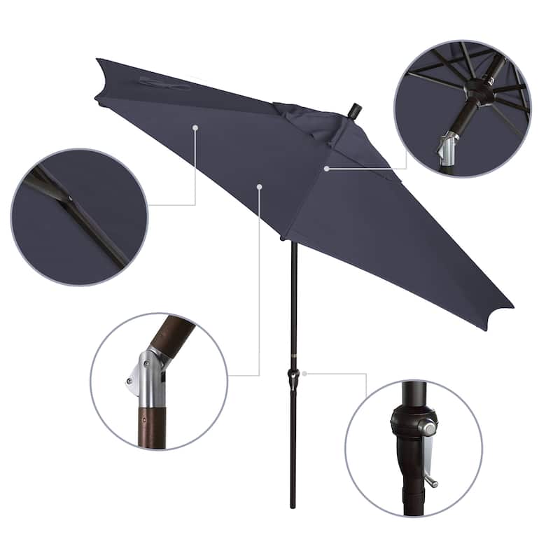 California Umbrella 9' Sunset Series Patio Umbrella Bronze Aluminum Frame and Ribs, Crank Lift Auto Tilt, Sunbrella Cilantro