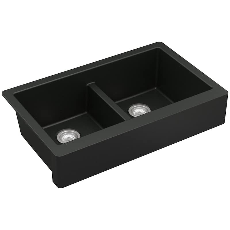 Karran USA QAR-750 Quartz QAR 34" Farmhouse Double Basin Quartz - Black