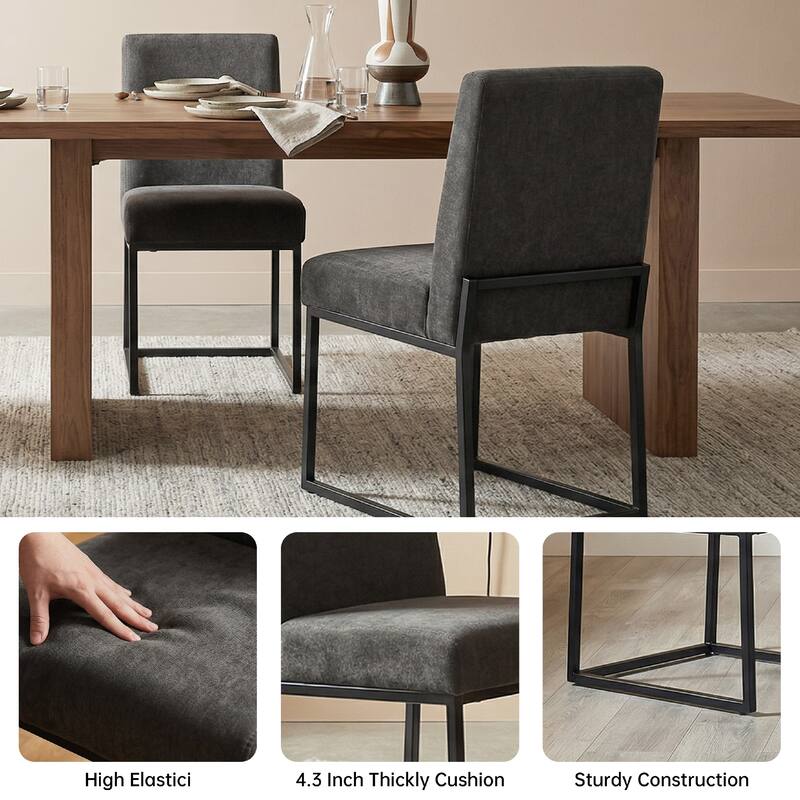 Mid Century Modern Dining Chair with Black Metal Legs