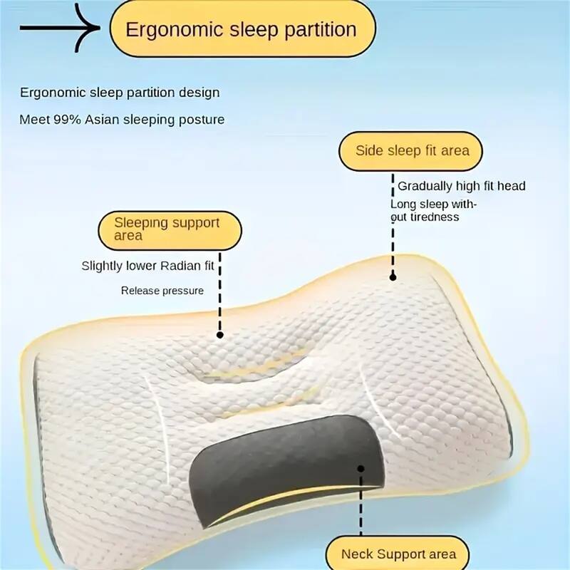 Ergonomic Cervical Neck Pillows Set of 4, Orthopedic Contour Support with Washable Covers - N/A