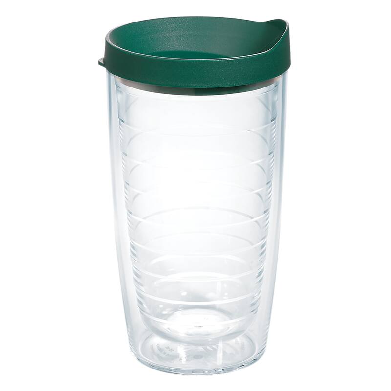 Tervis Clear & Colorful Lidded Made in USA Double Walled Insulated Travel Tumbler, Hunter Green Lid - 16oz