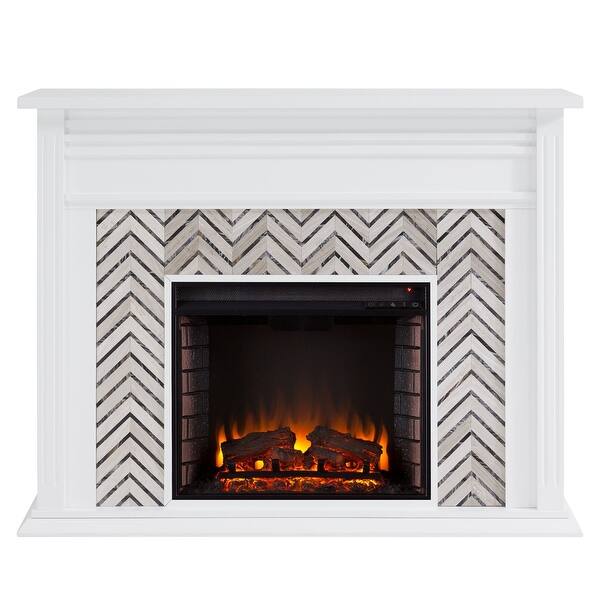 Shop 50 White And Gray Contemporary Electric Fireplace