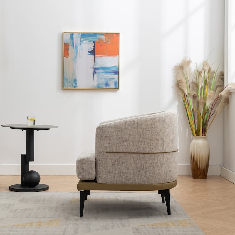 Modern Two-tone Barrel Fabric Chair,Upholstered Round Armchair,Accent Chair
