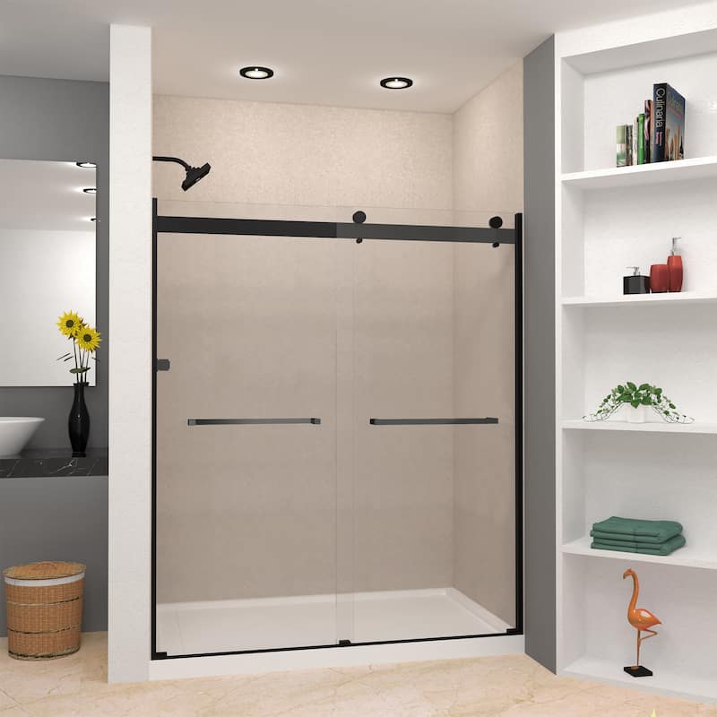 Brianna 60 in. W x 70 in. H By-Pass Frameless Shower Door with Clear Glass - 56-60-in W x 70-in H