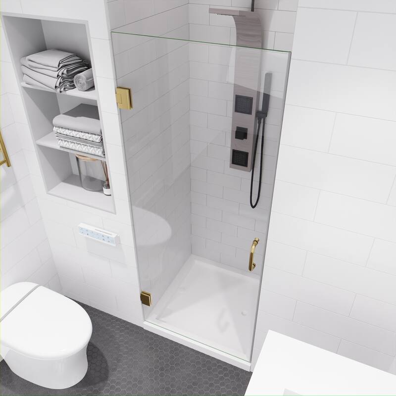 ANZZI Fellow 24" x 70" Frameless Hinged Shower Door in Brushed Gold