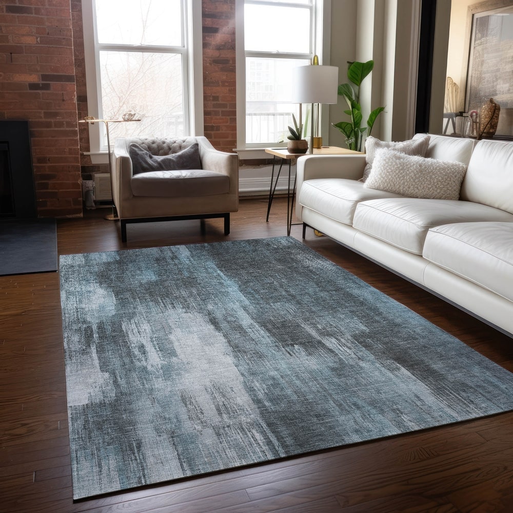 Machine Washable Indoor/ Outdoor Modern Ombre Chantille Rug