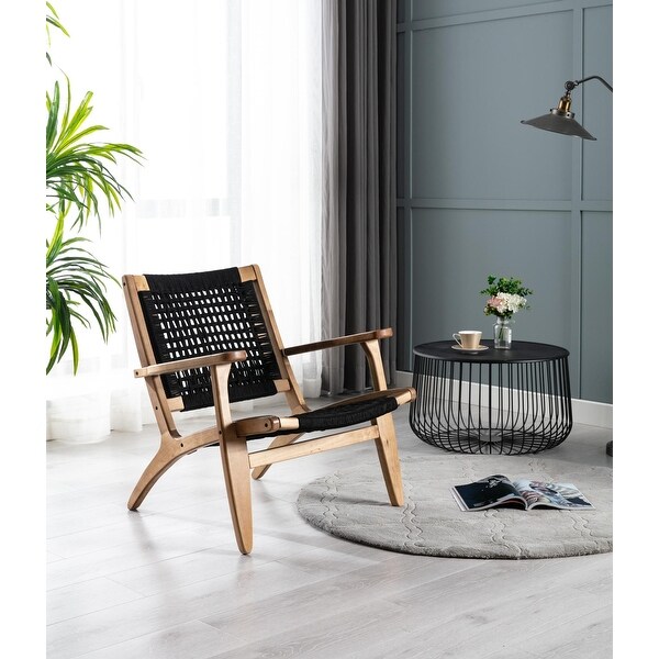 Black woven top accent chair