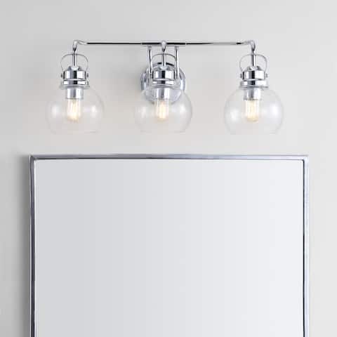 Shirley 24" 3-light Metal/ Bubbled Glass Vanity Light, Chrome by JONATHAN Y