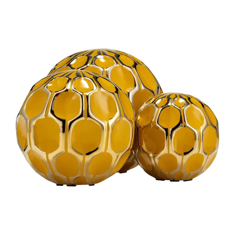 Accented Abstract Modern Coastal Decorative Orbs Set of 3
