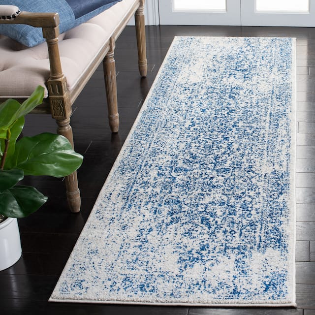 SAFAVIEH Evoke Quinn Vintage Distressed Rug - 2'2" x 7' Runner - Ivory/Navy