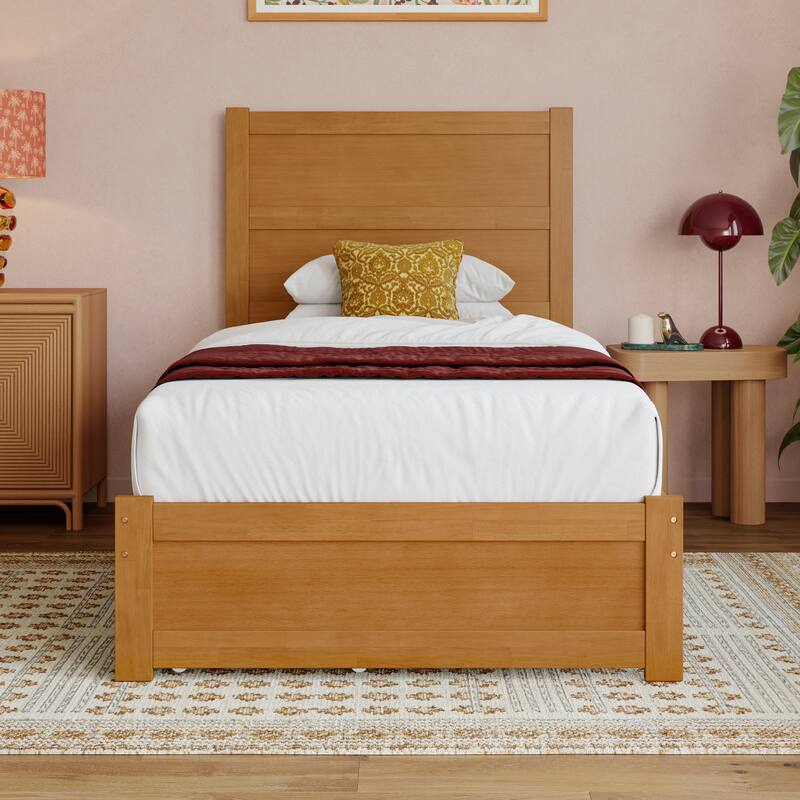Aveline Wood Platform Bed with Matching Footboard & Storage Drawers
