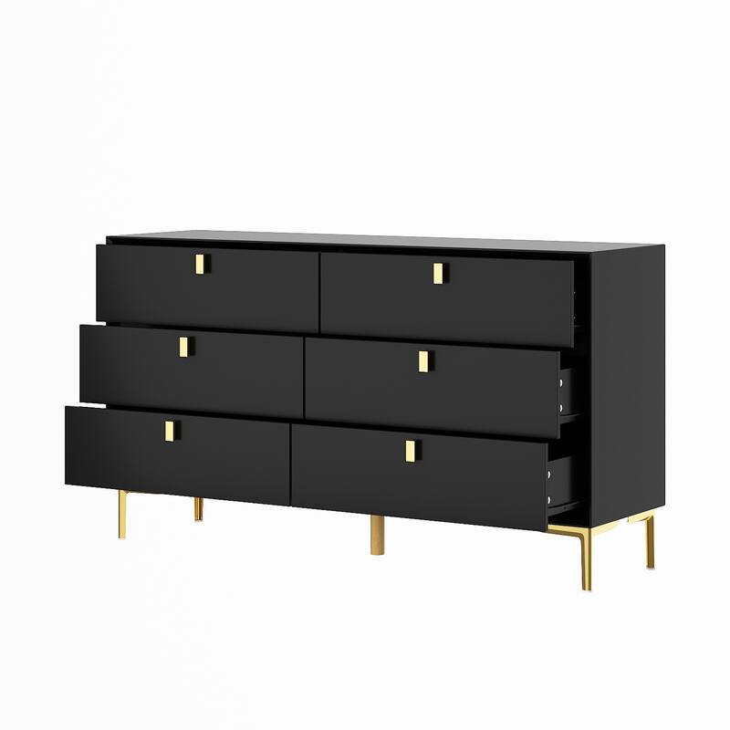 6 Drawers Storage Dresser Mid Century Chest of Drawer Sideboard