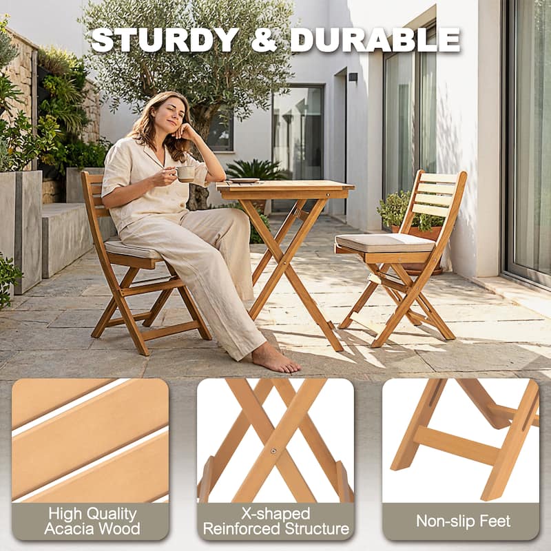 3PCS Patio Bistro Set with Foldable Design