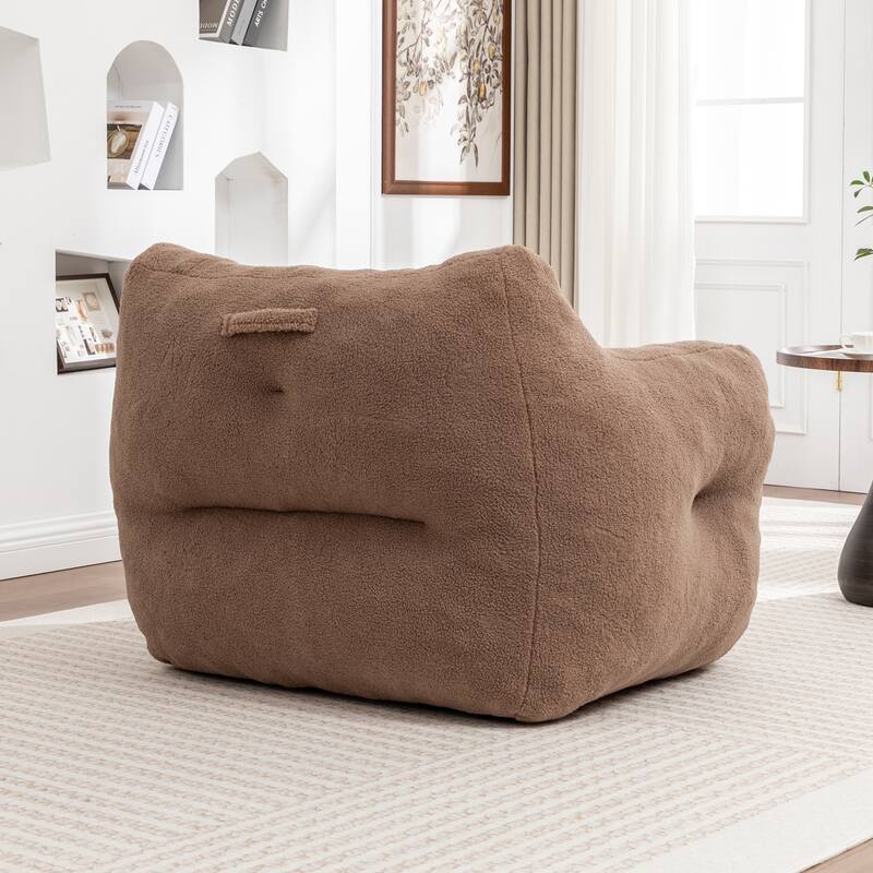 Teddy Fabric Bean Bag Chair, High Density Foam Bean Bag Sofa, Comfy Fluffy Lazy Sofa Chair Living Room, Bedroom