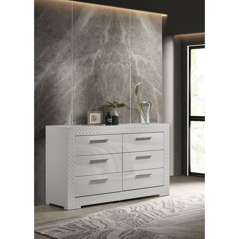Ives 6-drawer Dresser and Mirror High Gloss
