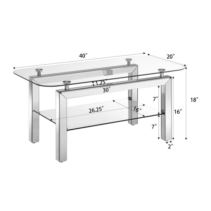 Rectangle Tempered Glass Coffee Table