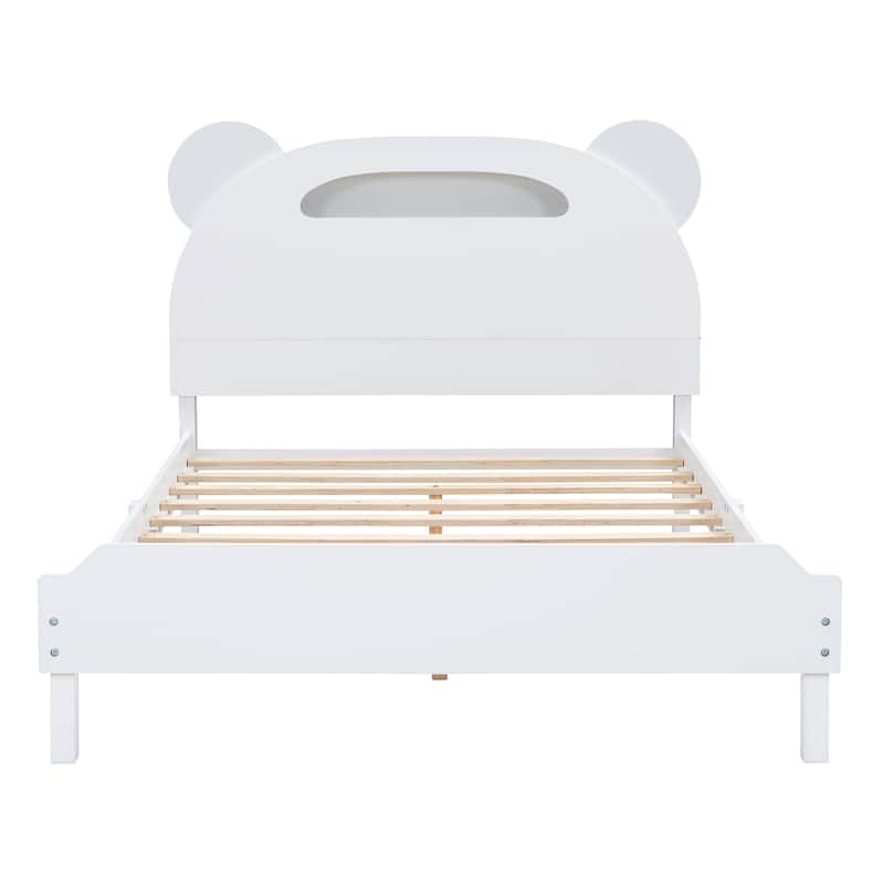 3-Pieces Bedroom Sets Full Size Bear-Shape Platform Bed with Nightstand and Storage dresser